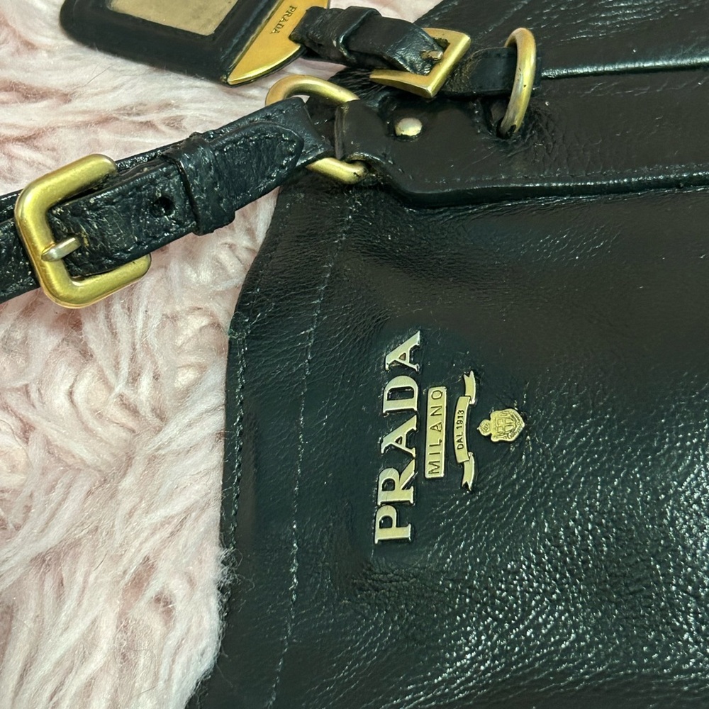 Prada Black Leather Tote with Gold Accents - Picture 13 of 16